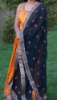 Picture of Yellow ikkat long dress with black georgette duppatta