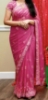 Picture of Gorgeous English pink party wear saree with peacock work allover