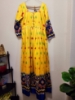 Picture of Yellow and blue ikkat dress with bandhini chunni