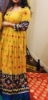 Picture of Yellow and blue ikkat dress with bandhini chunni
