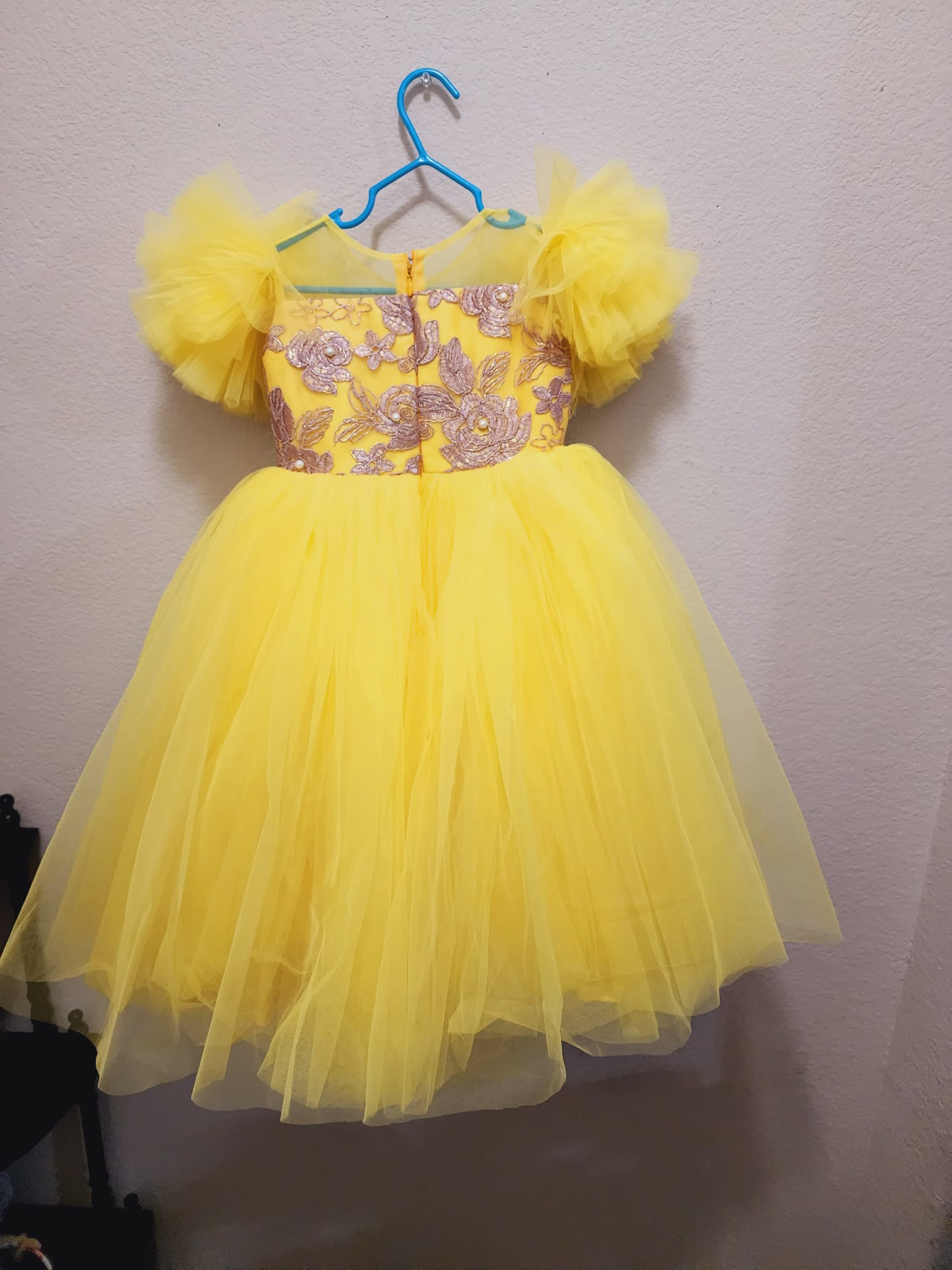 PunarviAuthenticPreLovedSustainableyellow tulle dress 23y