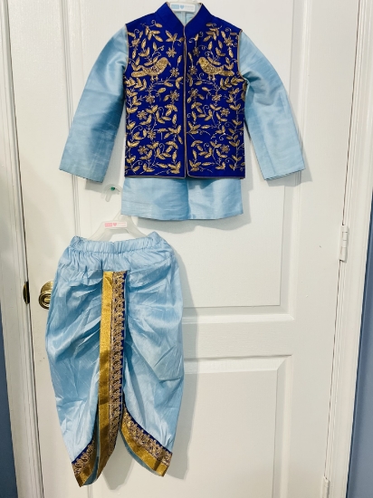 Picture of Yahvi Designer Royal Blue Kurtha set 2-4y