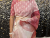 Picture of White organza saree with ikkath blouse