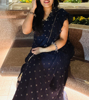 Picture of Indya Navy foil ruffled pre-stitched saree with blouse