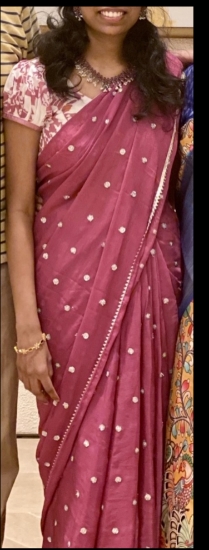 Picture of Pretty onion pink chinnon saree