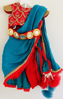 Picture of Red Embroidered Choli and Blue Drape with Maroon Dhoti 12-18M
