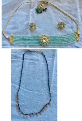 Picture of Pastel blue choker and black beads combo