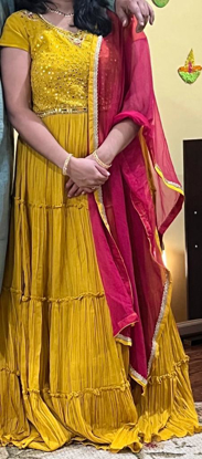 Picture of Yellow georgette long frock