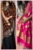 Picture of 2 Set- Peach benaras and black gold lehengas (details in description)