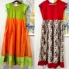 Picture of Organza long frock and cotton kalamkari frock