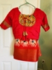 Picture of New Mustard yellow and red saree with paired ready made blouse