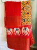 Picture of New Mustard yellow and red saree with paired ready made blouse