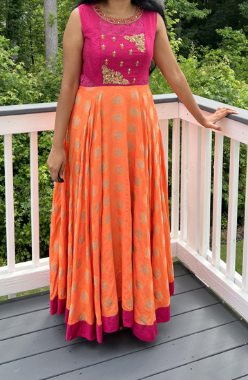 Picture of Orange and pink Anarkali