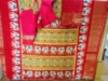 Picture of New Mustard yellow and red saree with paired ready made blouse
