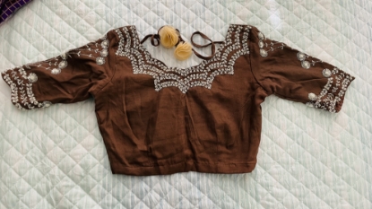 Picture of Brown Designer Blouse with Chamki Work