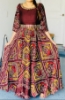 Picture of Pure Georgette Bandhini long dress with Maggam mirror  work  belt and on the yoke