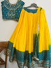 Picture of Brand New Crop top  Lemon yellow and Green color top mirror work on it,Gold color print on skirt .