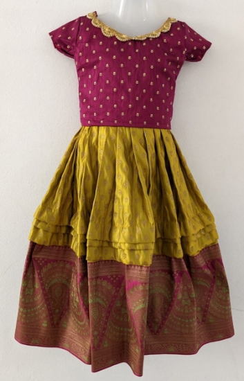 Picture of Pure Banaras lehanga with Raw silk blouse-5-6Y