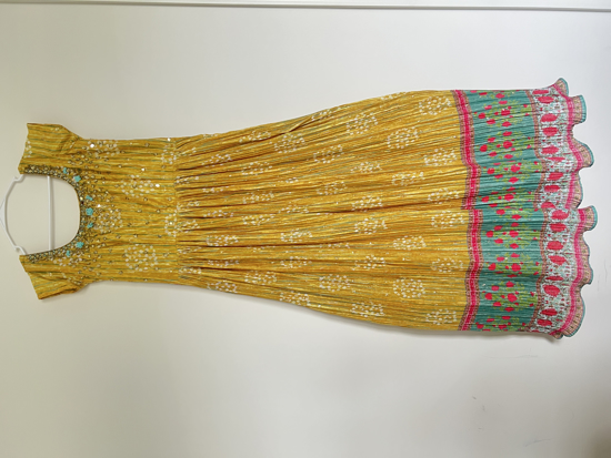 Picture of Yellow Crushed Bandhini long dress