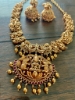 Picture of Nakshi finish goddess Lakshmi short neckpiece with jhumkis