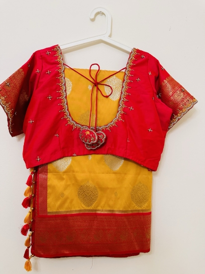 Picture of Brand new Benaras pattu saree with maggam blouse