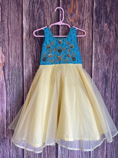 Picture of New Designer Yellow organza dress 1-2 years