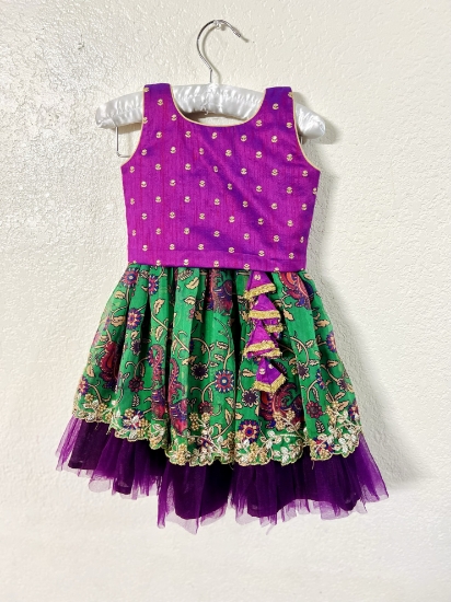 Picture of Designer Purple Green lehanga & blouse 12-18M