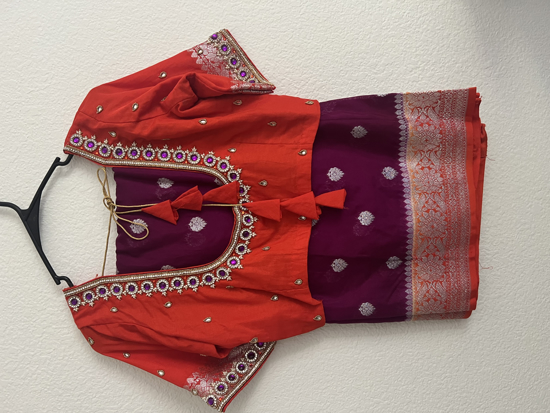 Picture of Katan banarasi saree with maggam work blouse