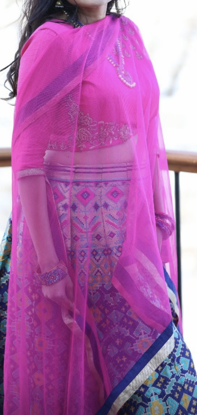 Picture of Pure Benaras pattu bridal lehenga with raw silk material zardosi  work blouse and dupatta