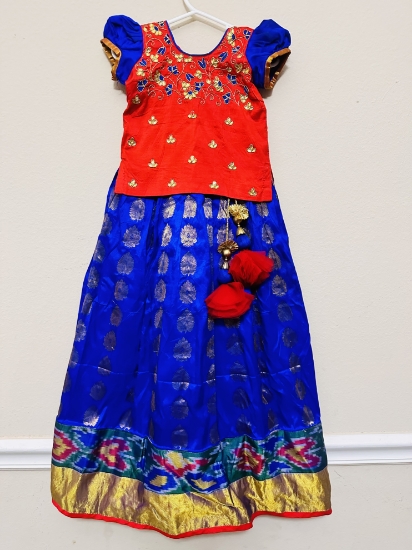 Picture of kanchipatt lehenga with maggam work blouse 2-4y