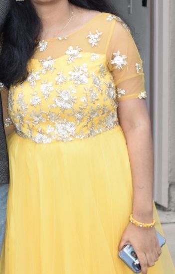 Picture of Yellow n pink ombre sequins long frock