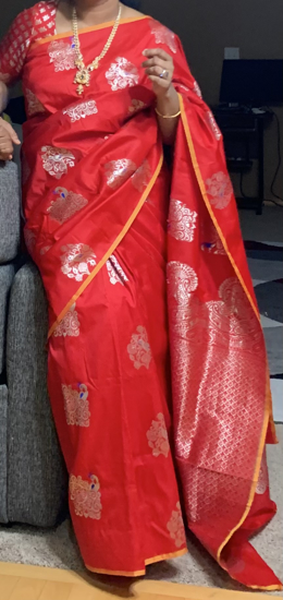 Picture of Red semi silk saree