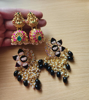 Picture of New Nakshi laxmi plain kante & Meenakari Earrings combo