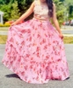 Picture of Floral pink croptop with pink blouse and Jacket