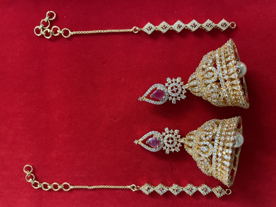 Picture of New traditional bridal Diamond jhumkas with mati