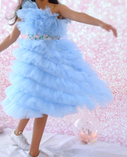 Picture of PL397 karamel baby ruffles gown 9-10Y