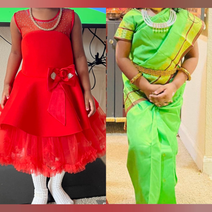 Picture of Ready to wear saree and frock combo 2-3y