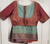 Picture of Combo sarees : Sea Green Zari weaving Brocade saree and Wine color Soft silk silver zari saree