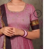 Picture of Dusky pink narayanpet long frock with maggam work