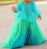 Picture of Blue and Green Double shaded frock with cape 1-2y