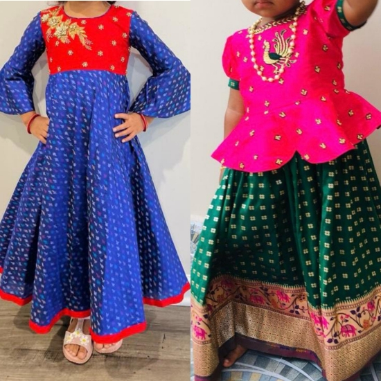 Picture of Combo Deal Alert --Embroidered long gown and lehenga set 2-3y