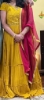 Picture of Mango Yellow georgette layered mirror yoke long frock