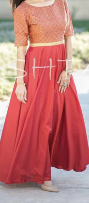 Picture of Red Banarasi Long Gown