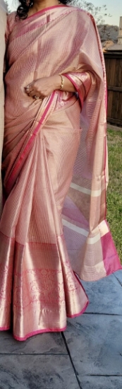 Picture of Organza saree with designer blouse