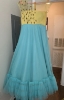 Picture of Bright blue and yellow net party wear dress