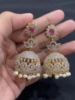 Picture of Premium quality CZ necklace with 2 jhumkas