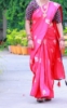 Picture of Pure raw silk magenta pink and royal blue saree