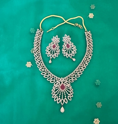 Picture of American Diamond Necklace with Earrings