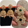 Picture of New combo of Mossainite peach jumkas and jadau kundan studs