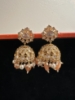 Picture of New combo of Mossainite peach jumkas and jadau kundan studs